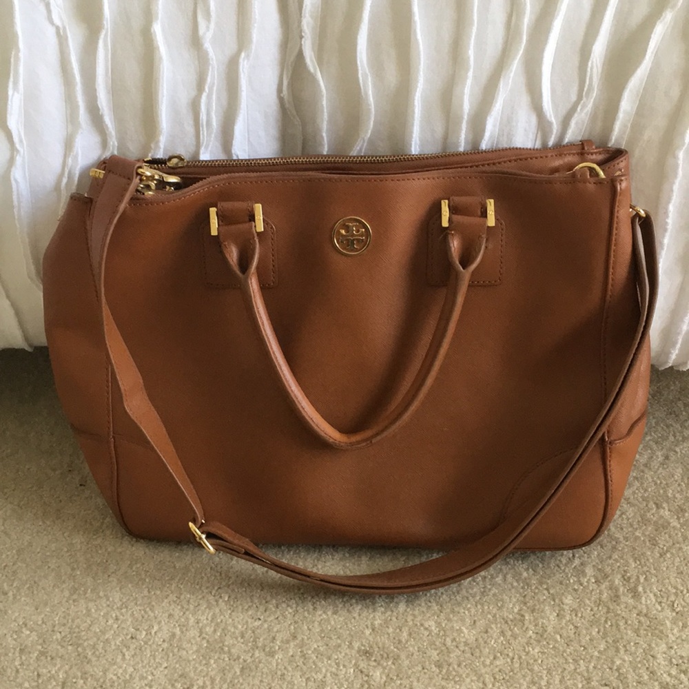 Tory Burch Saffiano Leather Tote w Crossbody Strap